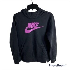 Nike Sweatshirt Medium Girls Hooded Black Purple Pullover